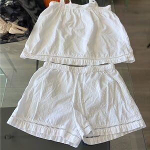 Zara White Eyelet Shorts Set